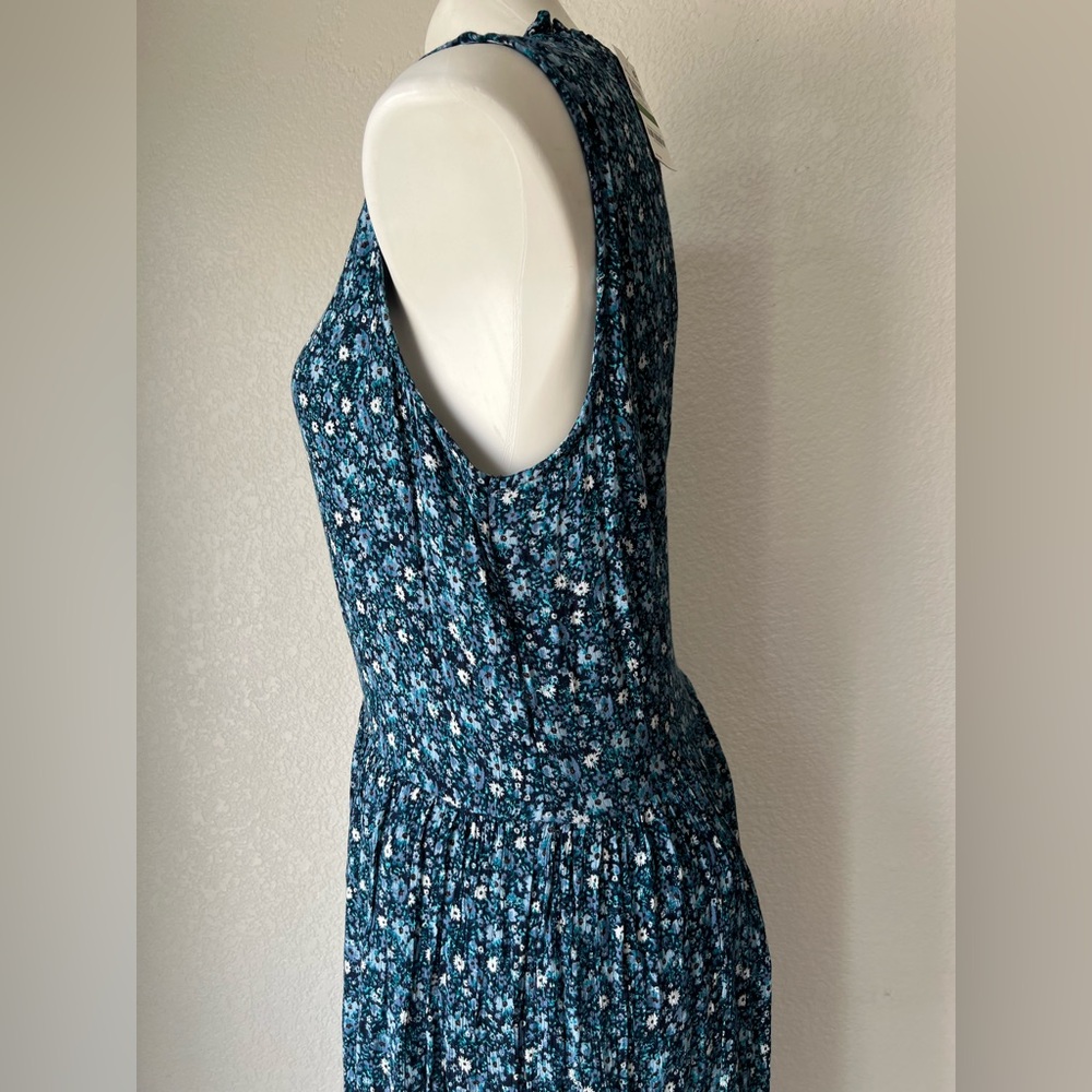 Style & Co Navy Floral Tiered Maxi Dress Sleeveless Button Front Size Large Boho - Picture 6 of 7